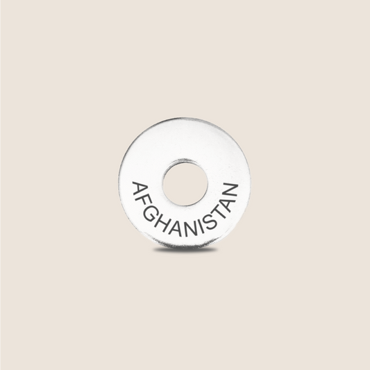 Engraved Afghanistan Country Token to remember your holiday, adding it to your travel keychain to make the perfect keepsake.