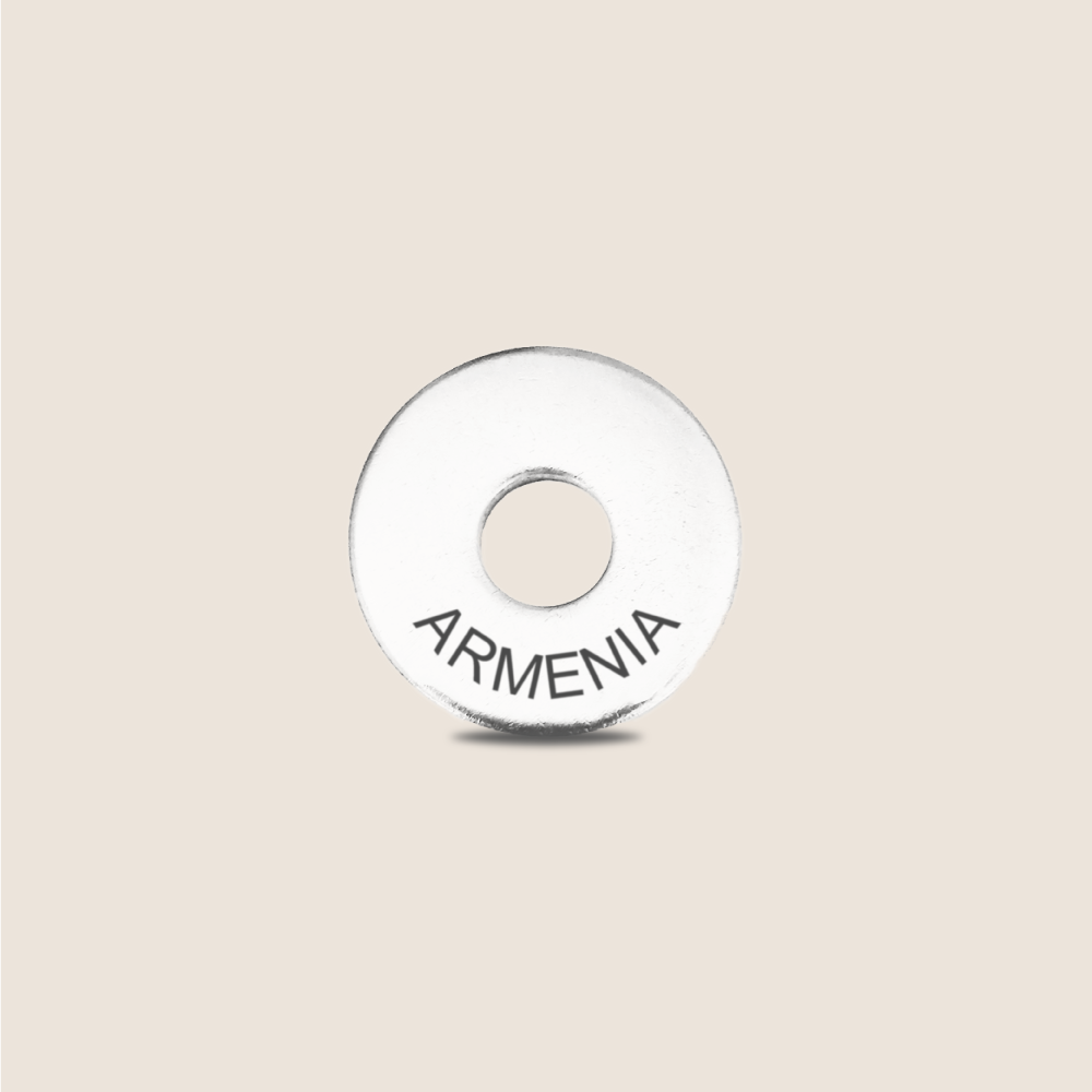 Engraved Armenia Country Token to remember your holiday, adding it to your travel keychain to make the perfect keepsake.