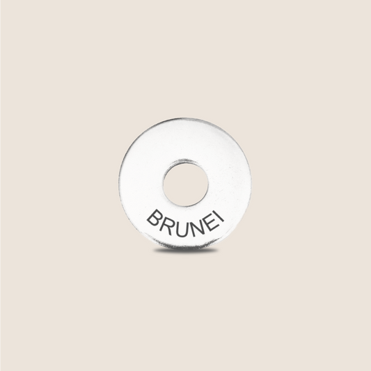 Engraved Brunei Country Token to remember your holiday, adding it to your travel keychain to make the perfect keepsake.