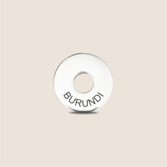 Engraved Burundi Country Token to remember your holiday, adding it to your travel keychain to make the perfect keepsake.