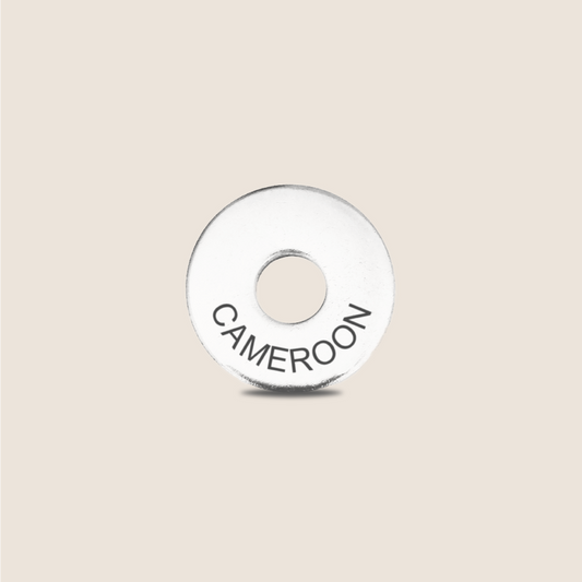 Engraved Cameroon Country Token to remember your holiday, adding it to your travel keychain to make the perfect keepsake.