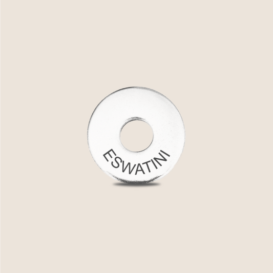Engraved Eswatini Country Token to remember your holiday, adding it to your travel keychain to make the perfect keepsake.