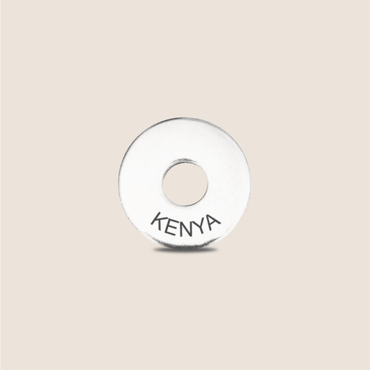 Engraved Kenya Country Token to remember your holiday, adding it to your travel keychain to make the perfect keepsake.