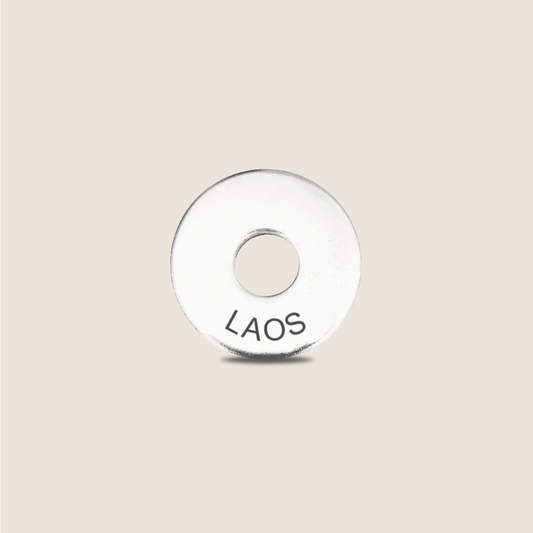 Engraved Laos Country Token to remember your holiday, adding it to your travel keychain to make the perfect keepsake.