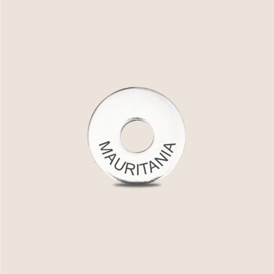 Engraved Mauritania Country Token to remember your holiday, adding it to your travel keychain to make the perfect keepsake.
