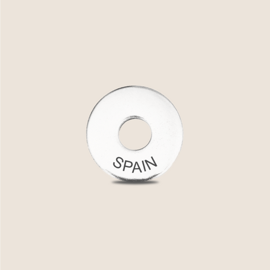 Engraved Spain Country Token to remember your holiday, adding it to your travel keychain to make the perfect keepsake.