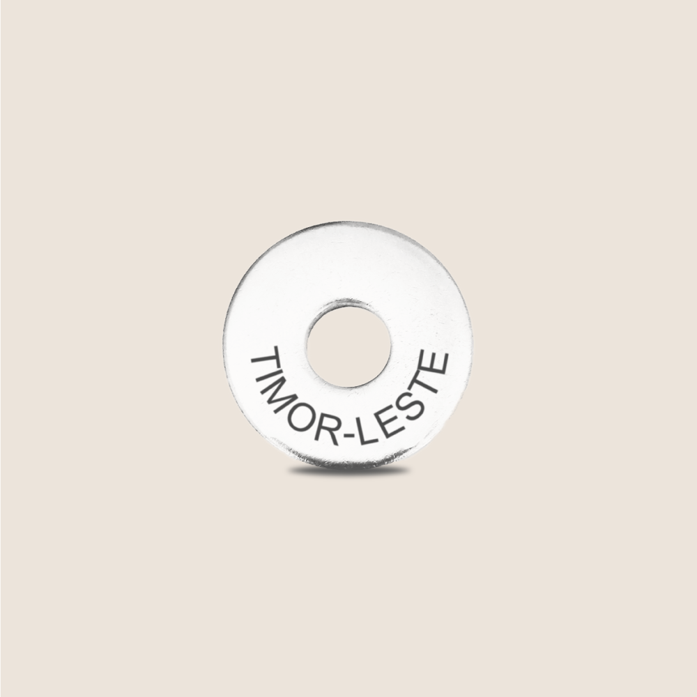 Engraved Timor-Leste Country Token to remember your holiday, adding it to your travel keychain to make the perfect keepsake.