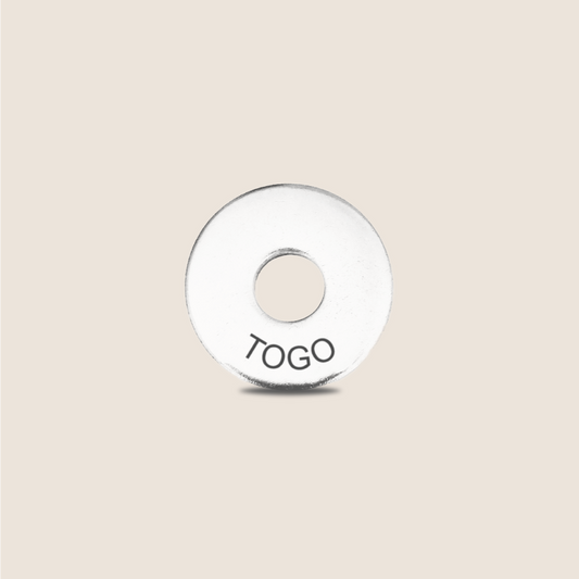 Engraved Togo Country Token to remember your holiday, adding it to your travel keychain to make the perfect keepsake.
