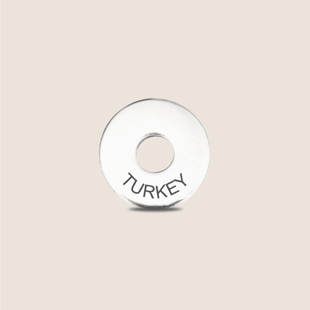 Engraved Turkey Country Token to remember your holiday, adding it to your travel keychain to make the perfect keepsake.