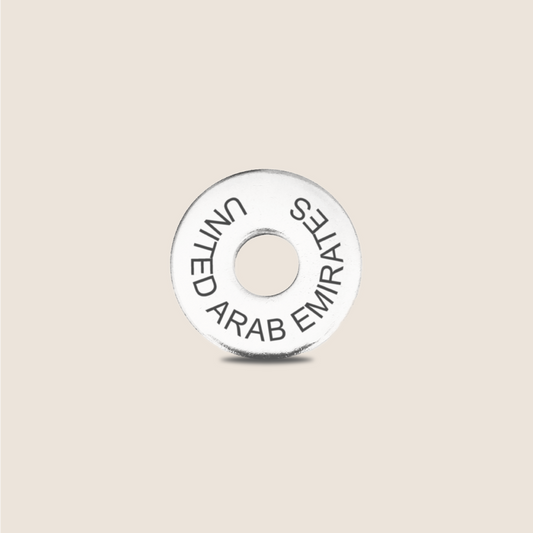 Engraved United Arab Emirates Country Token to remember your holiday, adding it to your travel keychain to make the perfect keepsake.