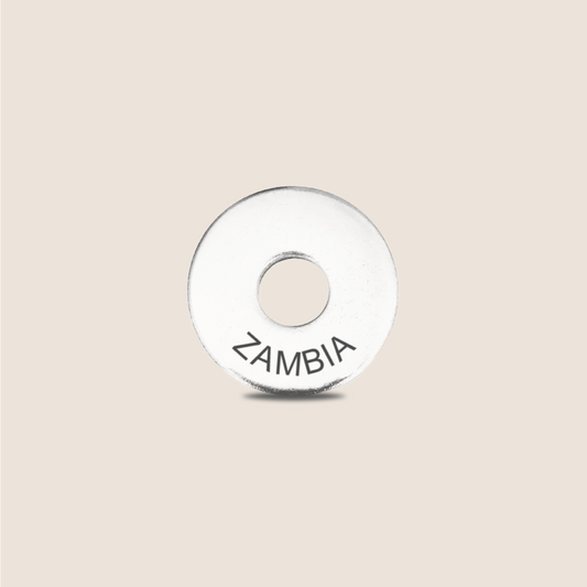 Engraved Zambia Country Token to remember your holiday, adding it to your travel keychain to make the perfect keepsake.