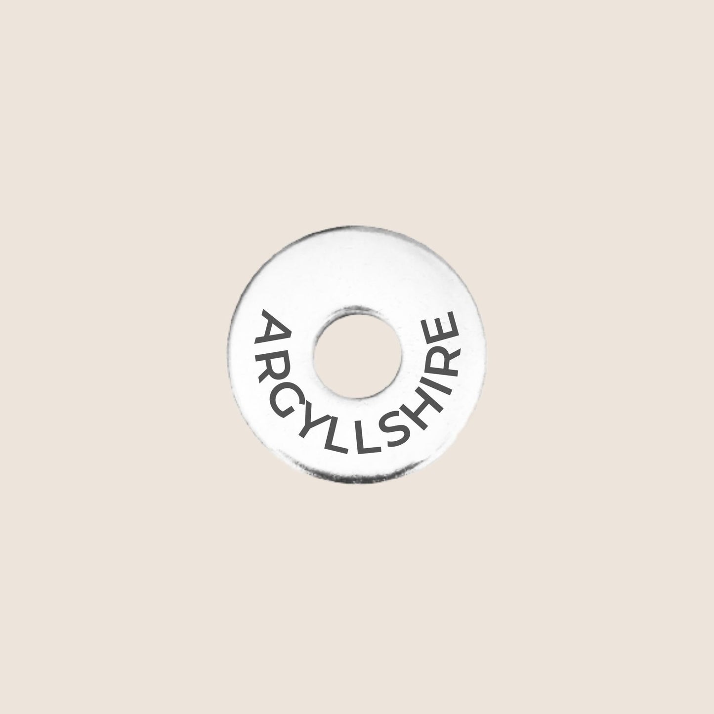 Engraved stainless steel token for each UK County visited, this token is engraved with Argyllshire.