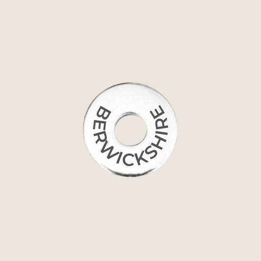 Engraved stainless steel token for each UK County visited, this token is engraved with Berwickshire.