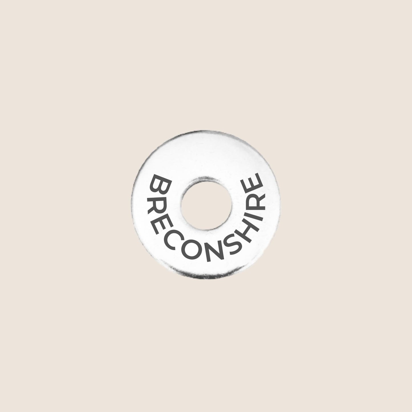 Engraved stainless steel token for each UK County visited, this token is engraved with Breconshire.