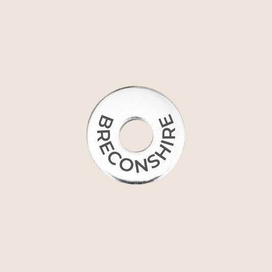 Engraved stainless steel token for each UK County visited, this token is engraved with Breconshire.