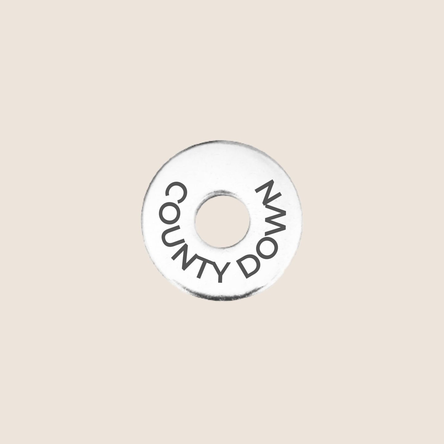 Engraved stainless steel token for each UK County visited, this token is engraved with County Down.