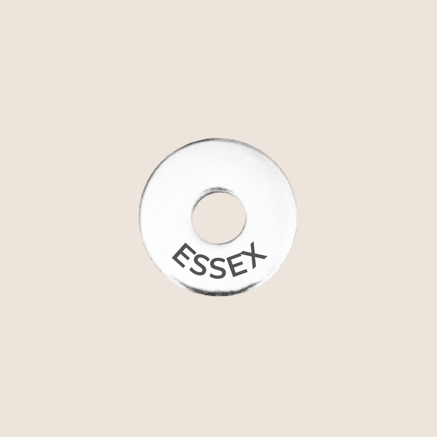 Engraved stainless steel token for each UK County visited, this token is engraved with Essex.