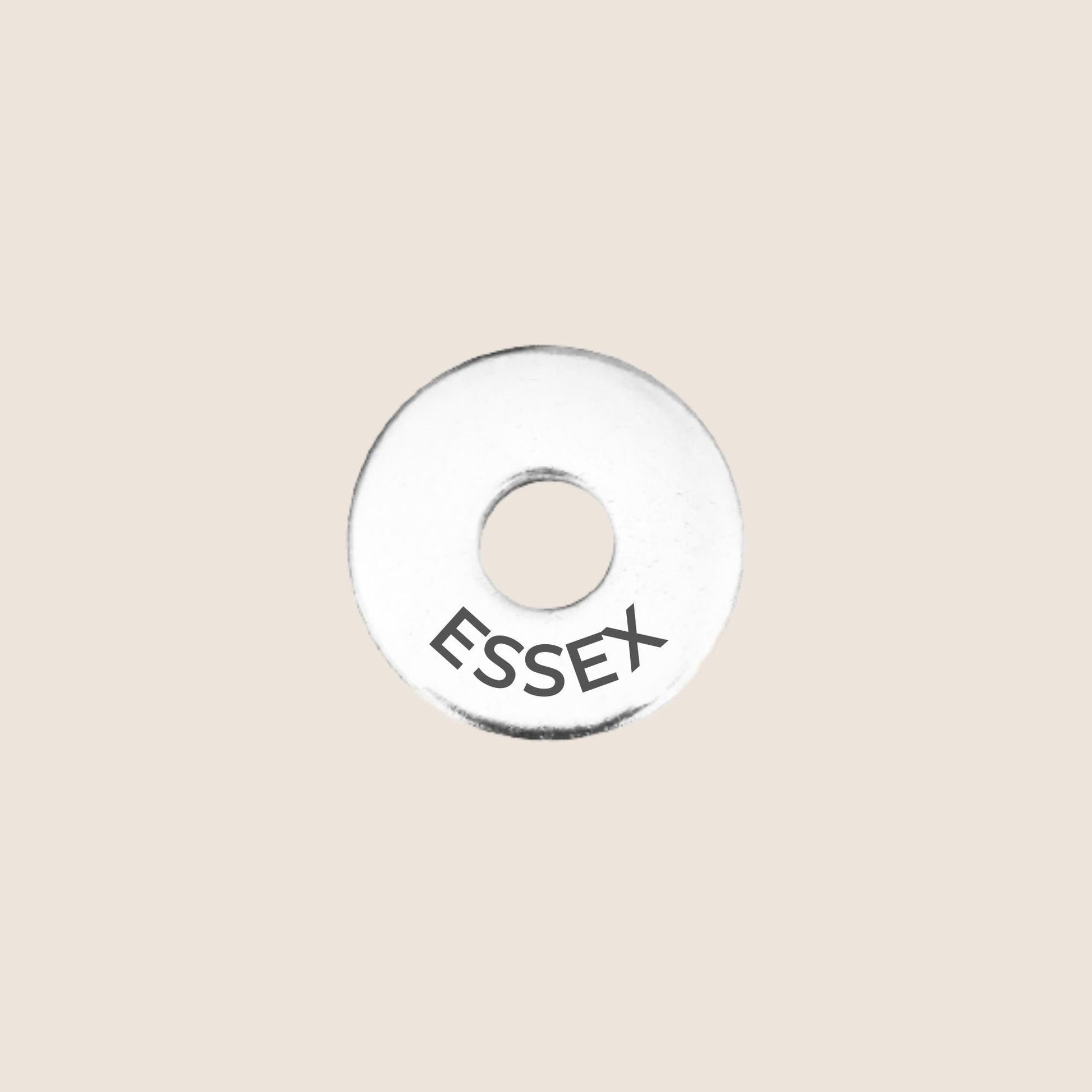 Engraved stainless steel token for each UK County visited, this token is engraved with Essex.
