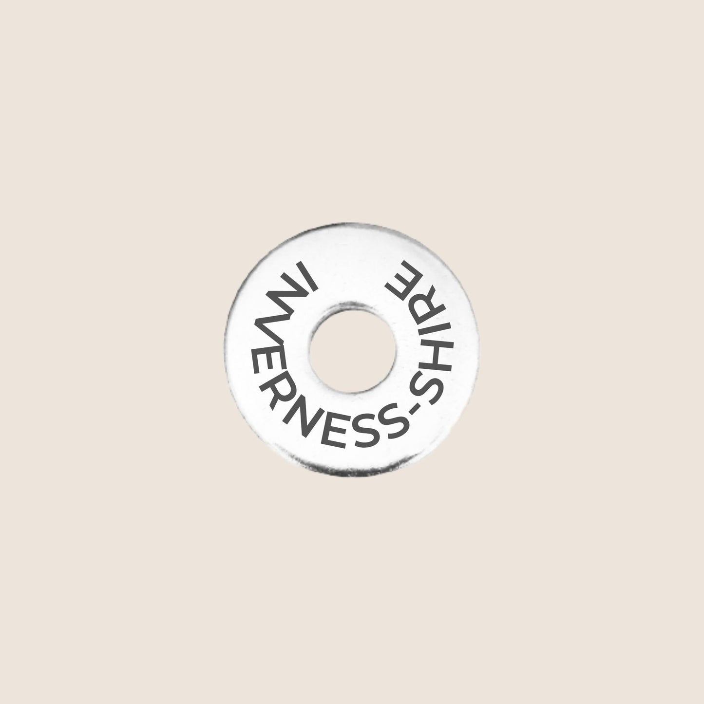 Engraved stainless steel token for each UK County visited, this token is engraved with Inverness-shire.