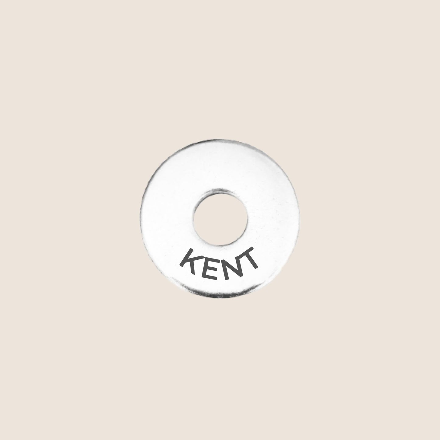 Engraved stainless steel token for each UK County visited, this token is engraved with Kent.