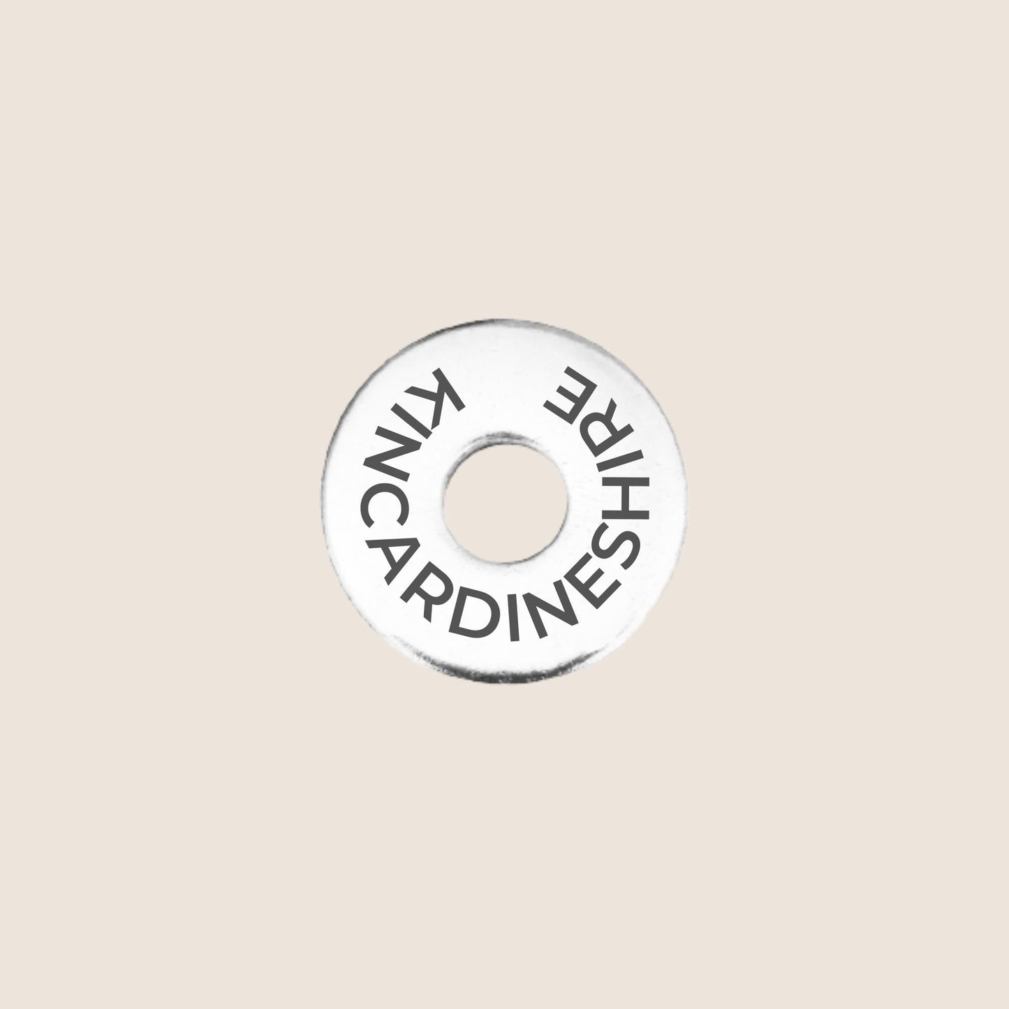 Engraved stainless steel token for each UK County visited, this token is engraved with Kincardineshire.
