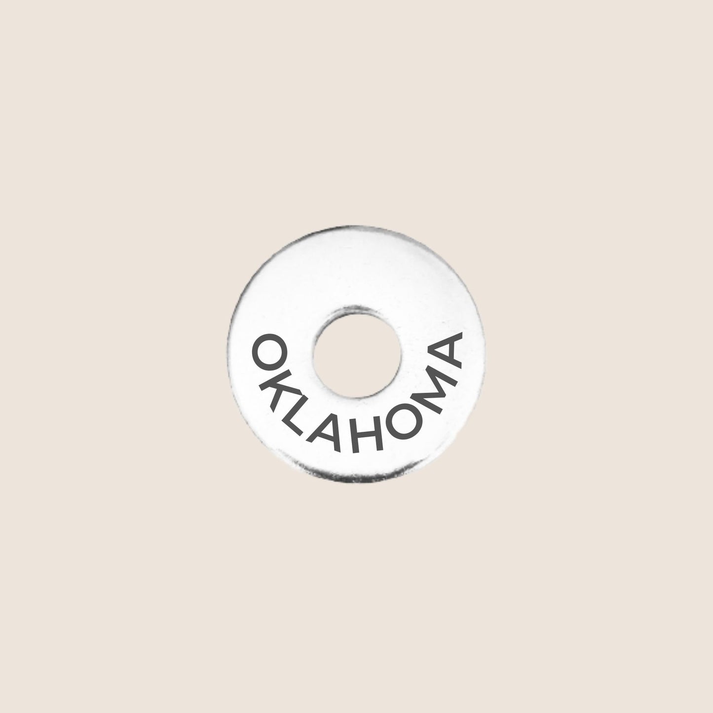 Engraved Oklahoma US State Token in stainless steel to add to your travel keepsake collection for your USA adventures.