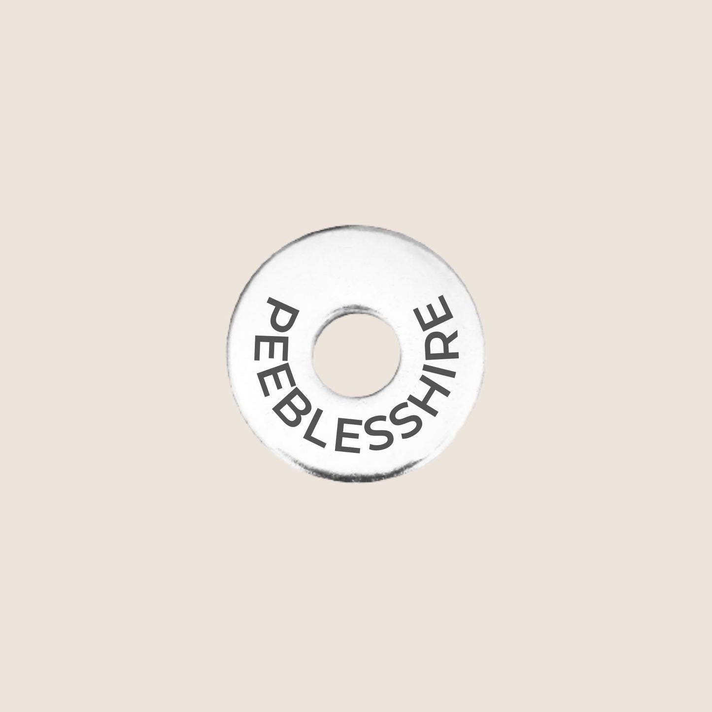 Engraved stainless steel token for each UK County visited, this token is engraved with Peeblesshire.