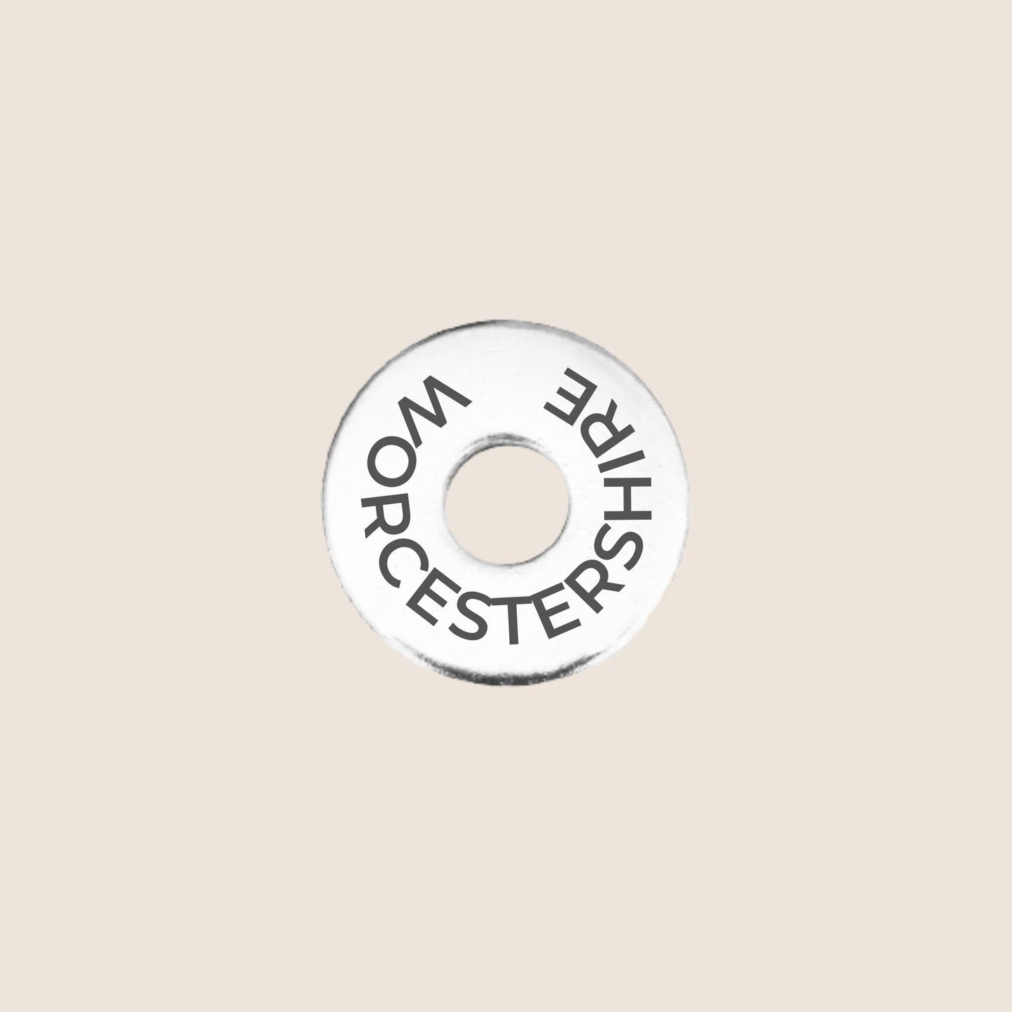 Engraved stainless steel token for each UK County visited, this token is engraved with Worcestershire.