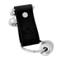 black travel gift with leather travel keyring and engraved travel tokens on a white background