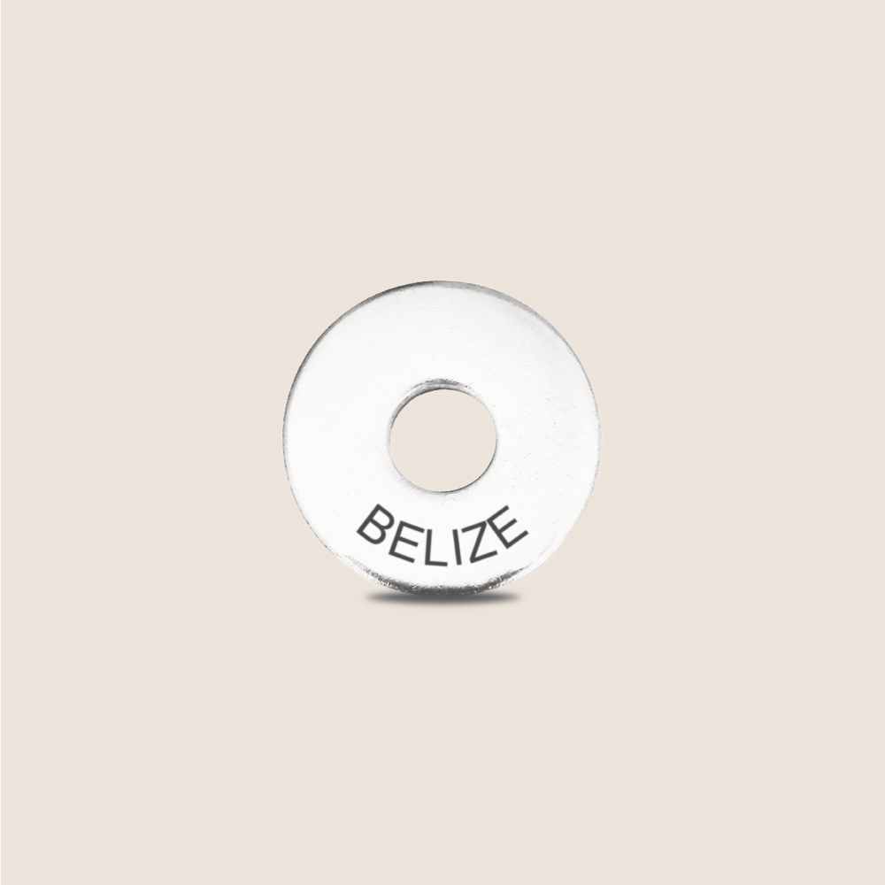 Engraved Belize Country Token to remember your holiday, adding it to your travel keychain to make the perfect keepsake.