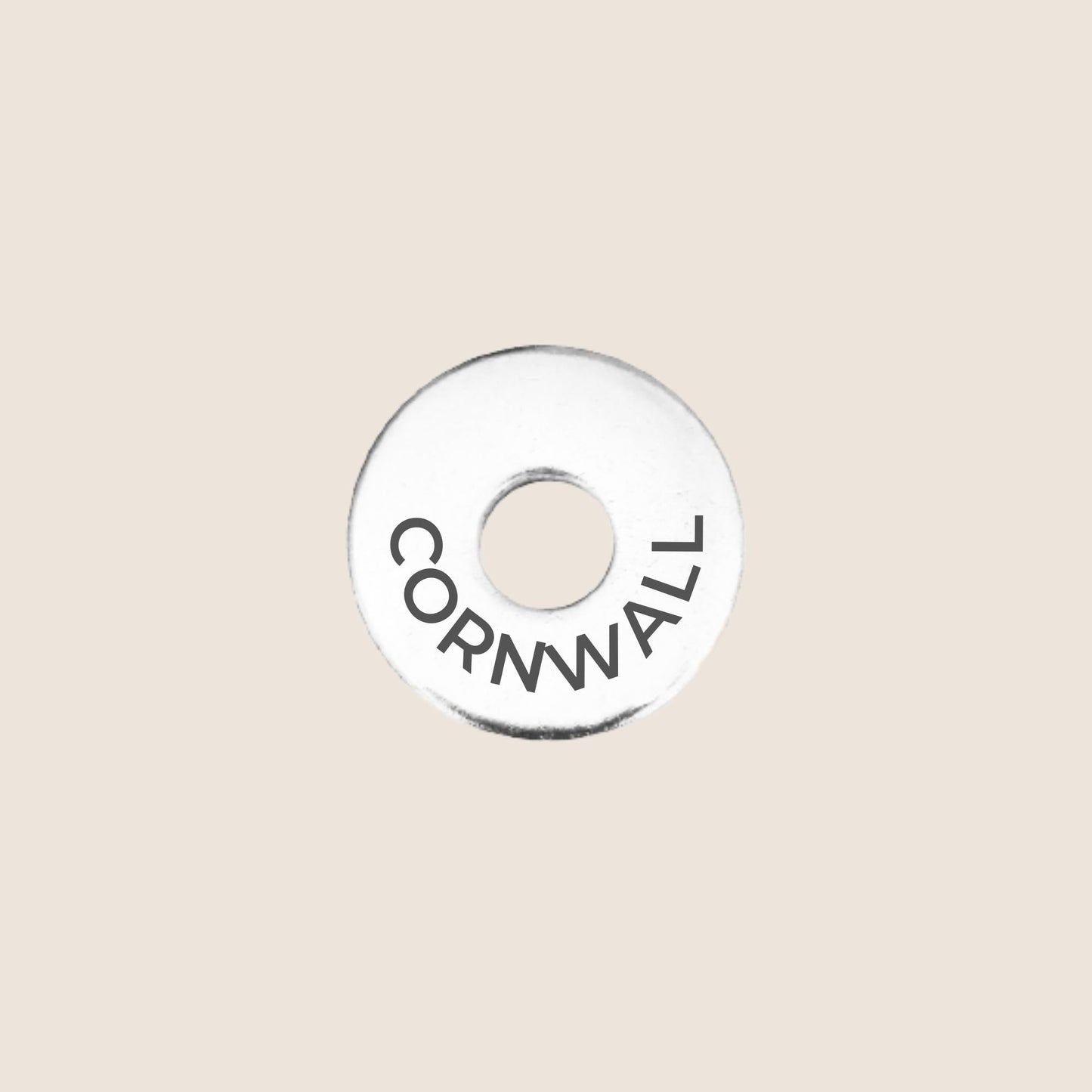 Engraved stainless steel token for each UK County visited, this token is engraved with Cornwall. 