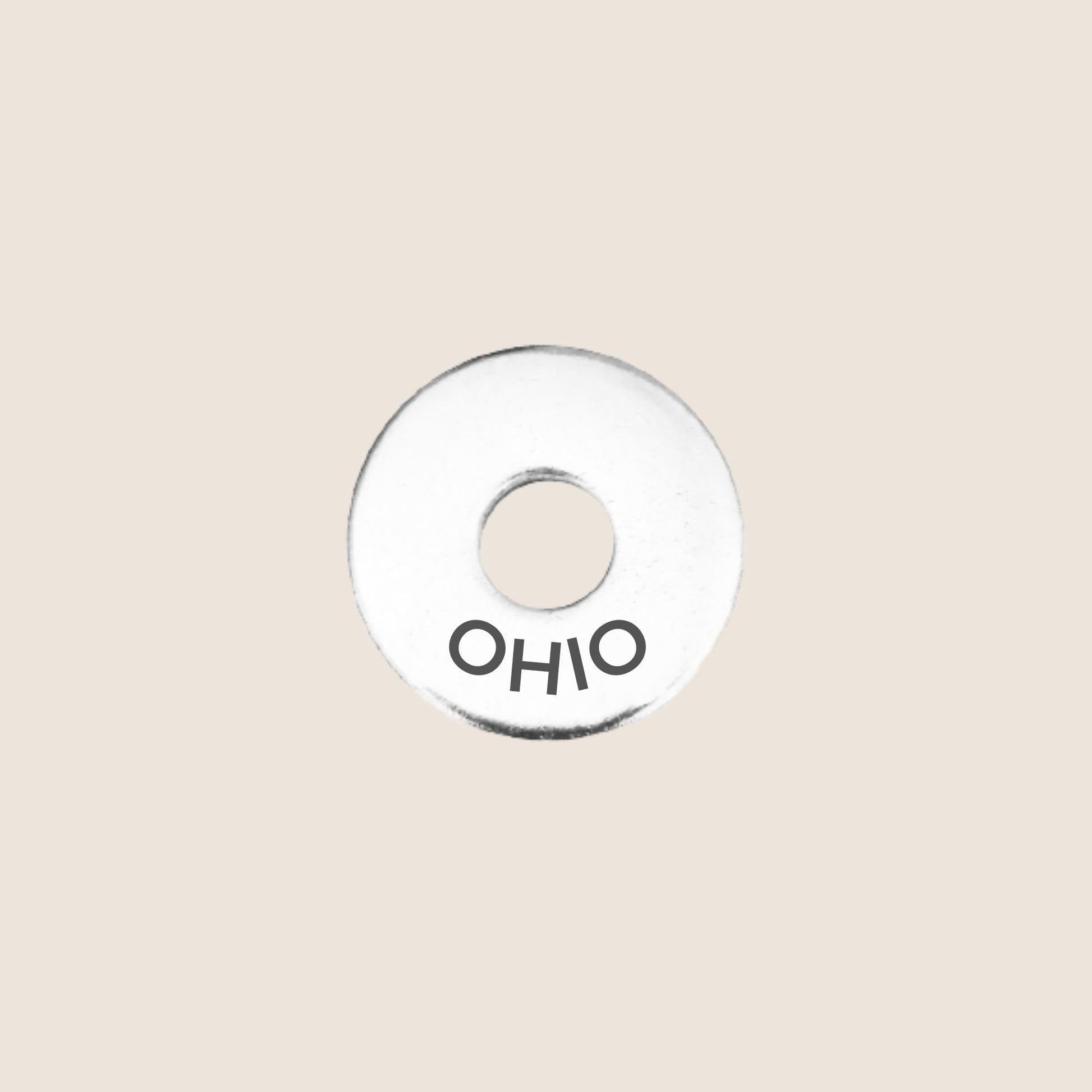 Engraved Ohio US State Token in stainless steel to add to your travel keepsake collection for your USA adventures.